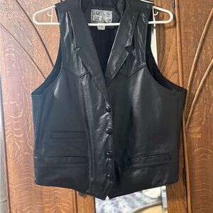 Vintage Leather City Women's (unisex) Black Genuine Leather Vest